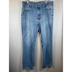 Carhartt Mens Relaxed Fit Jeans 40x34 Blue Denim Work Pants‎ Distressed